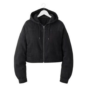 City Chic Black Utility Denim Jacket w Hood NWT | AU 20 (US 16–18)